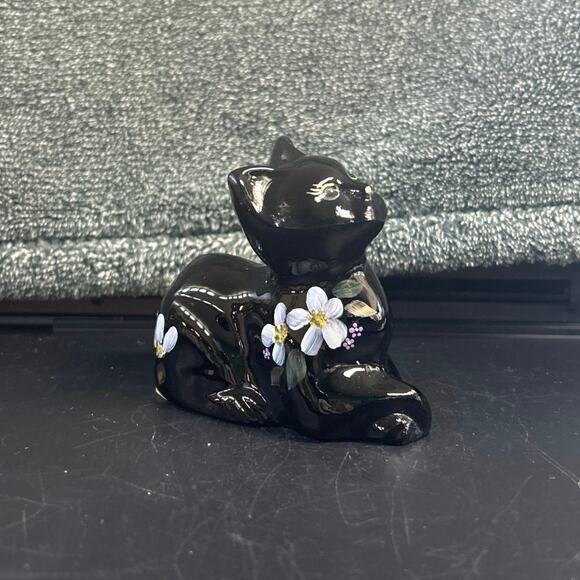 Fenton Lennox Black “Perky Cat” Hand Painted Signed by Artist - Picture 2 of 11